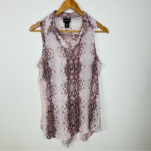 Rachel Zoe | snake skin print button down tank women’s size medium
